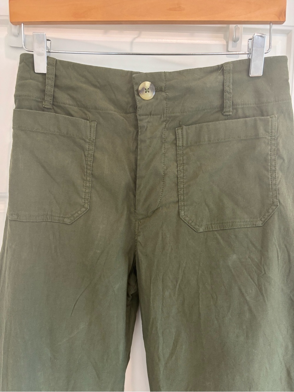 Olive green Anthropologie Maeve Colette crop pants 28 petite - Picture 2 of 5